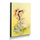 Quadro Infantil Vintage Menina E Gatinho Canvas 40x30cm-inf455