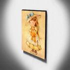 Quadro Infantil Vintage Menina E Ursinho Canvas 40x30cm-inf454