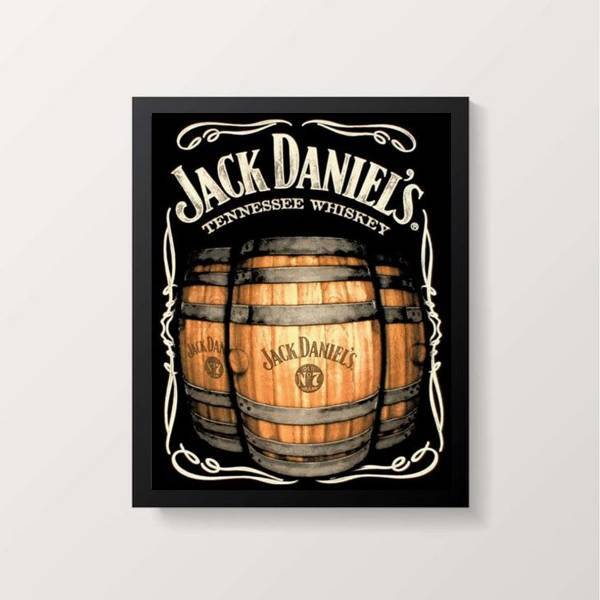 Quadro Jack Daniel´s Barris 24x18cm - Com Vidro Moldura:madei