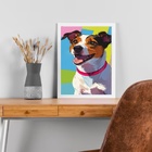 Quadro Jack Russell Terrier 45x34cm Moldura Branca