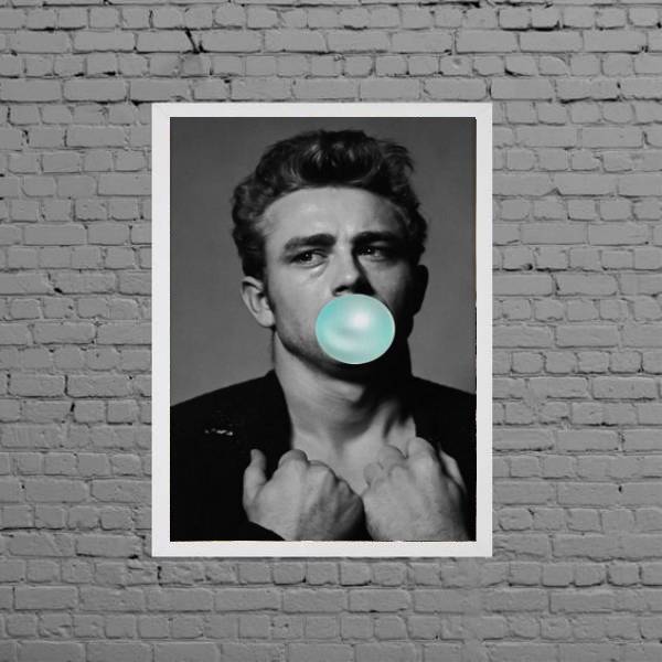 Quadro James Dean Bubble Gum 33x24cm Moldura:madeira Preta