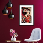 Quadro Japonês Gueixa - 60x48cm Moldura:madeira Branca