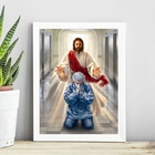 Quadro Jesus Abençoando Médico 24x18cm Moldura:madeira Preta