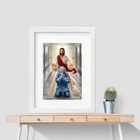Quadro Jesus Abençoando Médico - 60x48cm - Com Vidro Moldura: