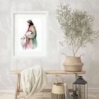 Quadro Jesus Com Cordeiros Aquarela - 60x48cm Moldura:madeira