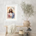 Quadro Jesus Cristo Aquarelado - 60x48cm Moldura:madeira Preta