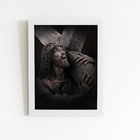 Quadro Jesus Cristo Carregando A Cruz Moldura Branca 60x40cm