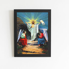 Quadro Jesus Cristo Com Os Anjos Arte Moldura Preta 60x40cm