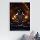 Quadro Jesus Cristo Meditando 33x24cm - Com Vidro Moldura:mad