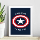 Quadro Jesus Cristo - Meu Herói 45x34cm Moldura:madeira Preta