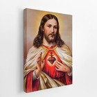 Quadro Jesus Cristo Sagrado Coração Religião Canvas 100x70cm