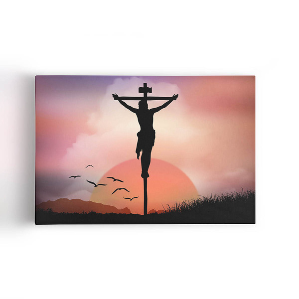 Quadro Jesus Crucificado Cruz Cristianismo Canvas 140x90cm