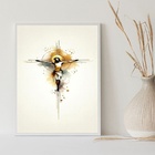 Quadro Jesus Crucificado Minimalista 24x18cm Moldura Preta