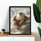 Quadro Jesus De Boa Tomando Café 24x18cm - Com Vidro Moldura