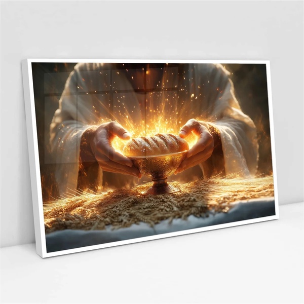 Quadro Jesus E A Ceia - 50x70cm Moldura Branca