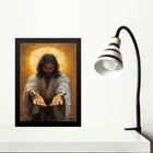 Quadro Jesus Estendendo As Mãos 45x34cm Moldura Preta