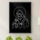 Quadro Jesus Moderno - One Line 45x34cm Moldura Preta