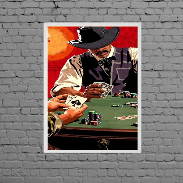 Quadro Jogatina Poker Night 33x24cm - Com Vidro Moldura:madei