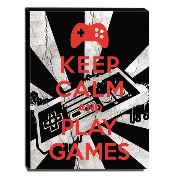 Quadro Keep Calm And Play Games Canvas 40x30cm-kca96