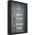 Quadro Keep Calm Wine Taça Porta Rolha 31x42x6 Cm Mesclado