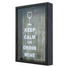 Quadro Keep Calm Wine Taça Porta Rolha 31x42x6 Cm Mesclado