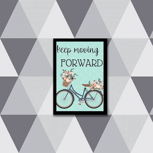 Quadro Keep Moving Forward 33x24cm - Com Vidro Moldura:madeir