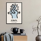 Quadro Keith Haring Crossed Fingers - Azul 33x24cm - Com Vidr