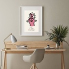 Quadro Keith Haring Crossed Fingers Rosa - 60x48cm Moldura:ma