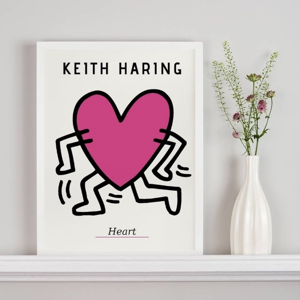 Quadro Keith Haring - The Heart 33x24cm - Com Vidro Moldura:m