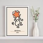 Quadro Keith Haring - The Star 45x34cm Moldura:madeira Branca