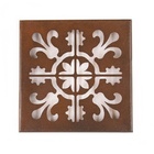 Quadro Ladrilho Flores - Marrom