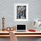 Quadro Lambreta Azul - 60x48cm Moldura:madeira Branca