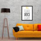 Quadro Lar Doce Lar Preto E Amarelo 33x24cm - Com Vidro Moldu