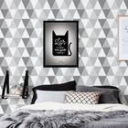 Quadro Lar É Onde Meu Gato Está 24x18cm Moldura:madeira Branca