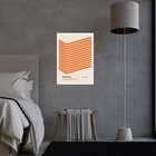 Quadro Laranja Bauhaus - Cube Angle 24x18cm Moldura Preta