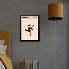 Quadro Laranja Bauhaus - Running Man 24x18cm Moldura Preta