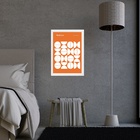 Quadro Laranja Bauhaus - Upset Circles 45x34cm - Com Vidro Mo