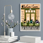 Quadro Le Café Des Chats 33x24cm - Com Vidro Moldura:madeira