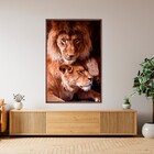 Quadro Leão Dourado com Vidro 100x150cm Arte Própria