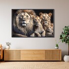 Quadro Leão Dourado com Vidro 140x90cm Arte Própria