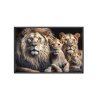 Quadro Leão Dourado com Vidro 140x90cm Arte Própria