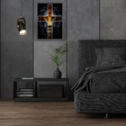 Quadro Leão Fundo Preto Cruz 40x60