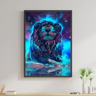 Quadro Leão Galáxia 45x34cm - Com Vidro Moldura:madeira Branca