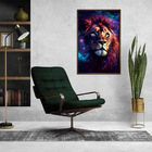 Quadro Leão Judá Estrelas Universo Moldura Cx Alta 100x66 - M