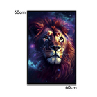 Quadro Leão Judá Estrelas Universo Moldura Cx Alta 40x60 - Mo