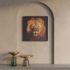 Quadro Leão Marrom com Vidro 100x100cm Arte Própria