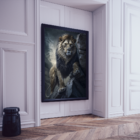 Quadro Leão Nas Montanhas -- Br Artes Médio 84x54