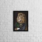 Quadro Leão Nobre 24x18cm - Com Vidro Moldura:madeira Preta
