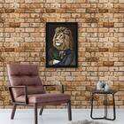 Quadro Leão Nobre 33x24cm - Com Vidro Moldura:madeira Branca