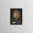 Quadro Leão Nobre 33x24cm - Com Vidro Moldura:madeira Preta